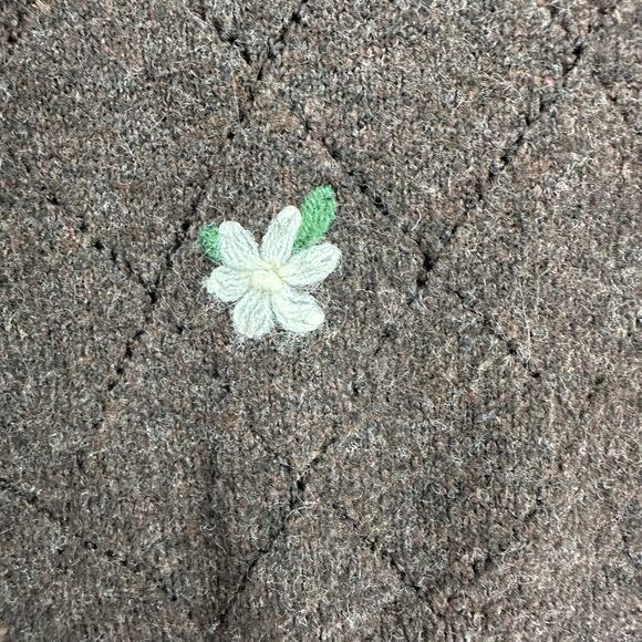 ASTR The Label Cardigan Womens Small Brown Embroidered Preppy Cropped Daisy - Picture 5 of 10